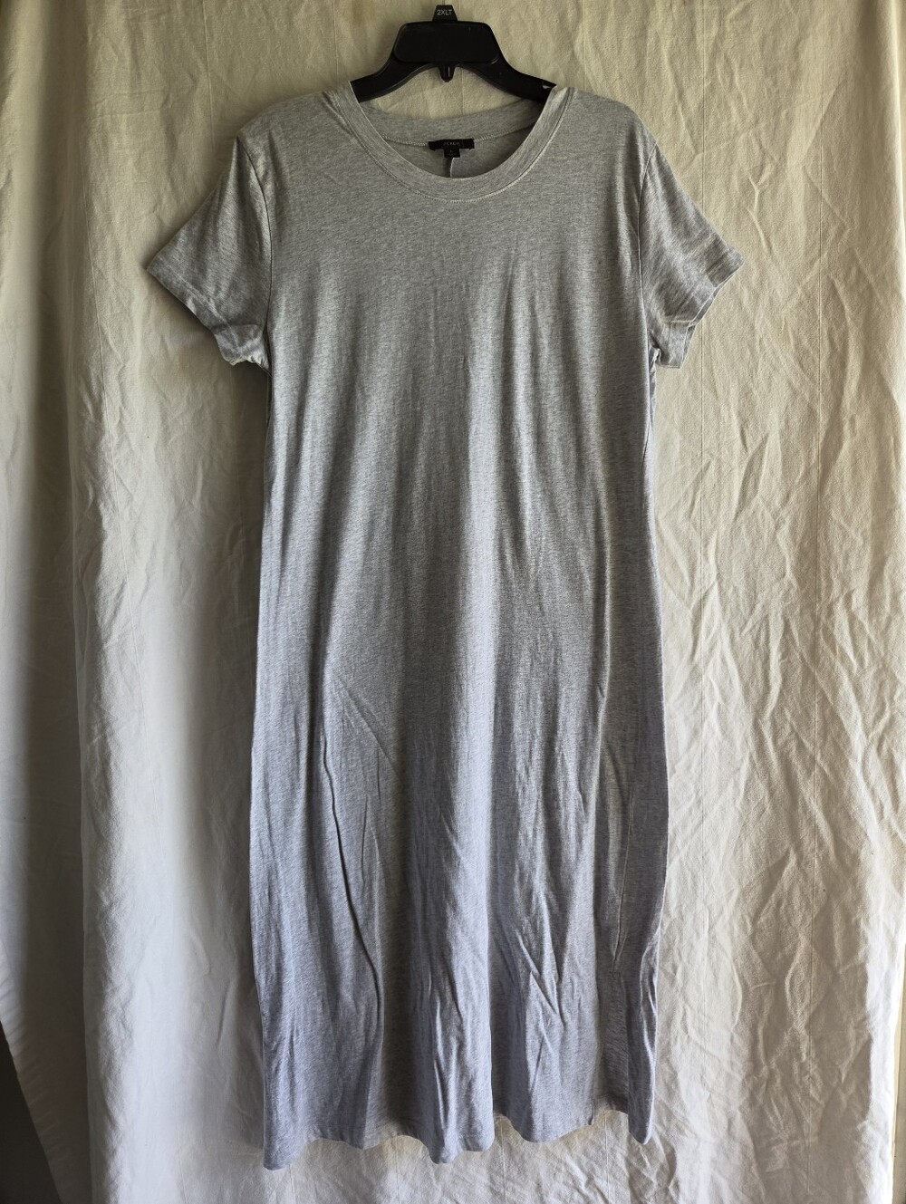 J Crew Cotton T Shirt Dress Maxi Large Gray Lightweight Relaxed Minimalist